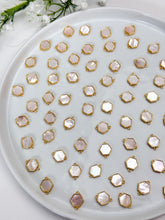 Load image into Gallery viewer, 18K Gold Plated Hexagon with Natural Shell Connector with Two Loops
