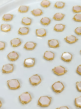 Load image into Gallery viewer, 18K Gold Plated Hexagon with Natural Shell Connector with Two Loops
