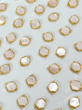 Load image into Gallery viewer, 18K Gold Plated Hexagon with Natural Shell Connector with Two Loops
