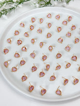 Load image into Gallery viewer, 18K Gold Plated Rounded Pink Glass Stud Post with Horizontal Loop
