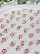Load image into Gallery viewer, 18K Gold Plated Rounded Pink Glass Stud Post with Horizontal Loop
