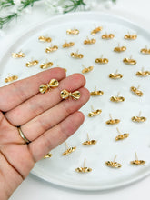 Load image into Gallery viewer, 18K Gold Plated Bow Knot Stud Post with Horizontal Loop
