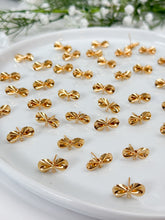 Load image into Gallery viewer, 18K Gold Plated Bow Knot Stud Post with Horizontal Loop

