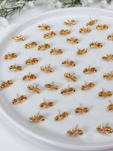 Load image into Gallery viewer, 18K Gold Plated Bow Knot Stud Post with Horizontal Loop
