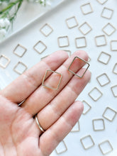 Load image into Gallery viewer, 18K Gold Plated Square Brass Bezel Connector | Nickel Free
