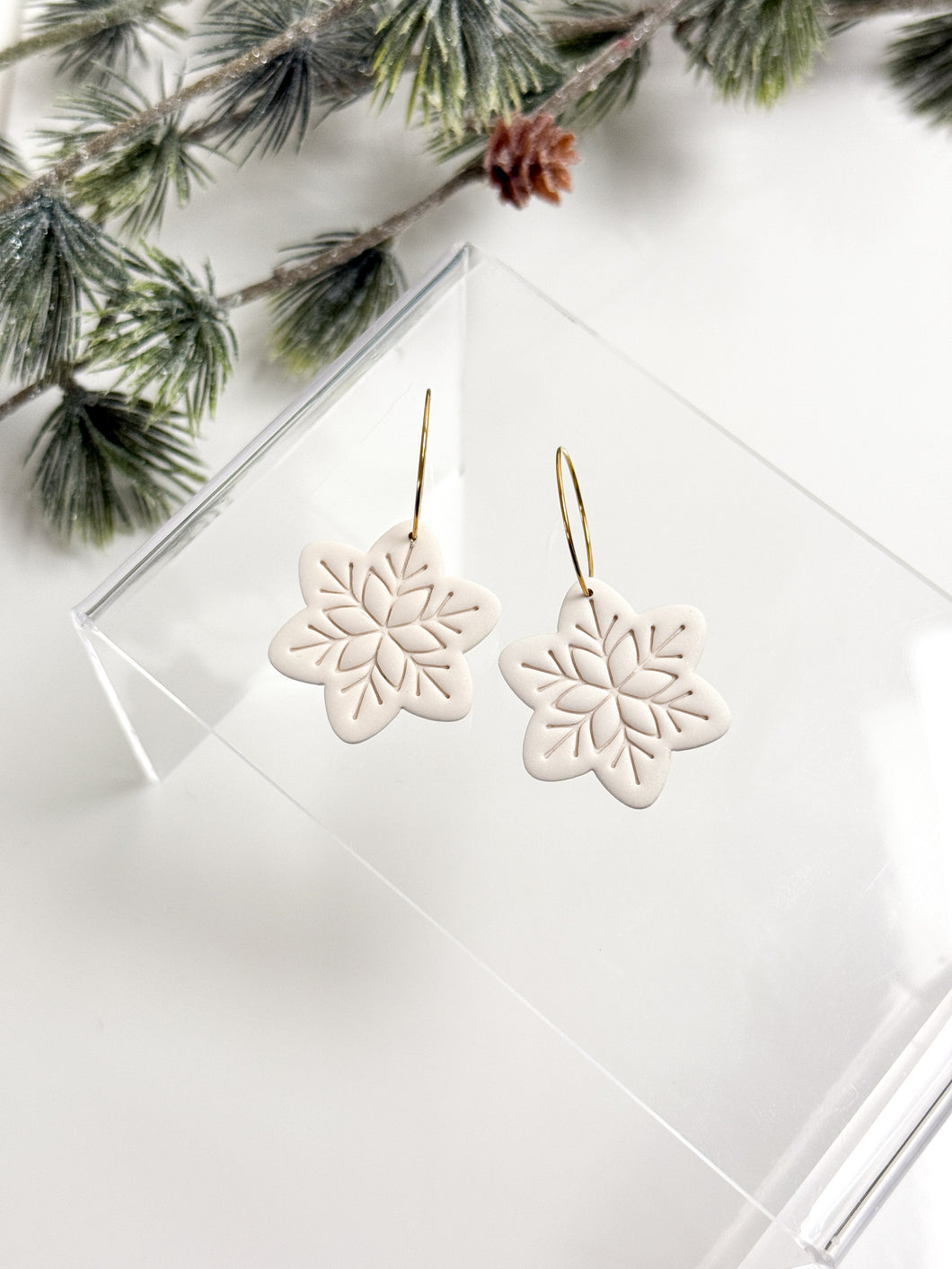 The Large Snowflake Hoops (also in silver)
