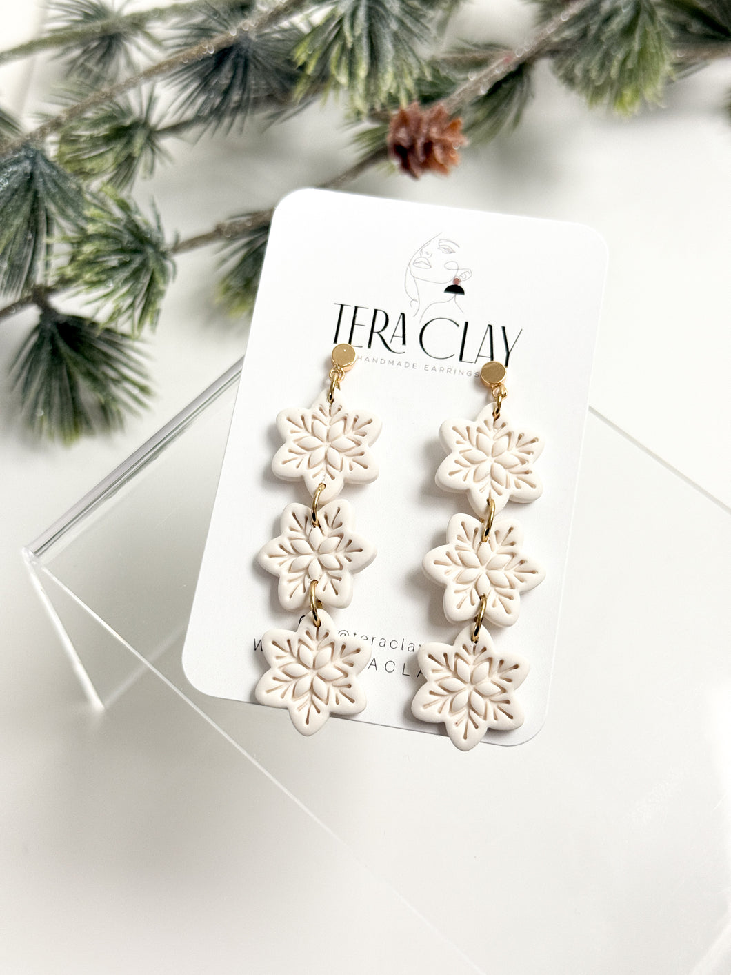 The Triple Snowflake Dangles (also in silver)