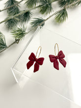 Load image into Gallery viewer, The Deep Red Bow Hoops (also in silver)

