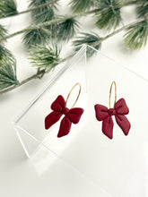 Load image into Gallery viewer, The Deep Red Bow Hoops (also in silver)
