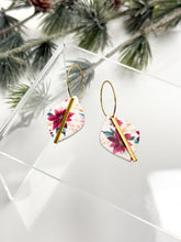 Load image into Gallery viewer, The Poinsettia Pattern Hoops (also in silver)
