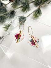 Load image into Gallery viewer, The Poinsettia Pattern Hoops (also in silver)
