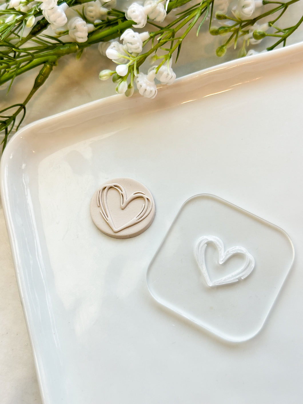 Hand-Drawn Heart Acrylic Texture Tile | Acrylic Embossing Stamp