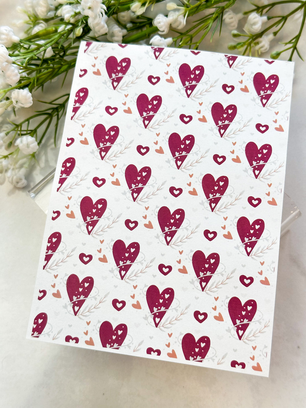 Transfer Paper 234 Red Leafy Hearts | Image Water Transfer
