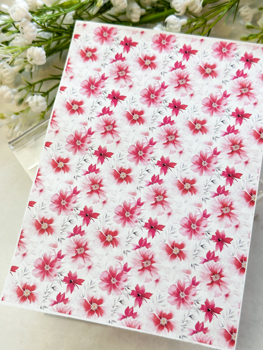 Transfer Paper 250 Watercolor Red Flowers | Image Water Transfer