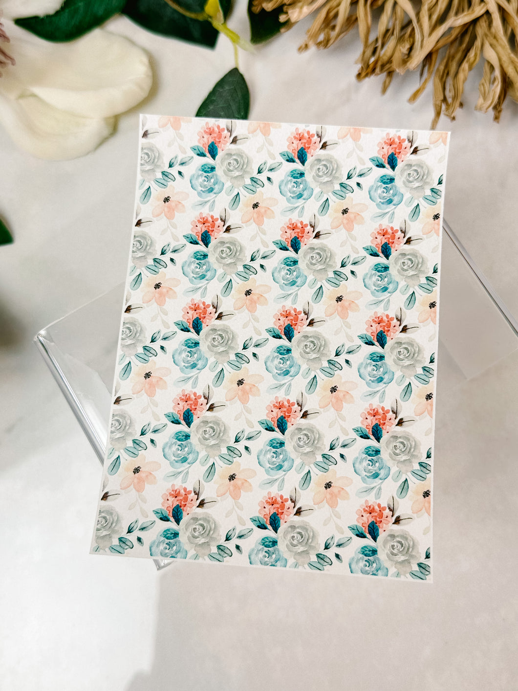 Transfer Paper 132 Blue & Green Florals | Floral Image Water Transfer
