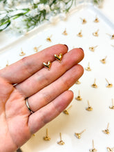 Load image into Gallery viewer, 18K Real Gold Plated Organic Heart Posts with 316 Surgical Stainless Steel Ear Pins
