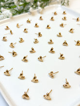 Load image into Gallery viewer, 18K Real Gold Plated Organic Heart Posts with 316 Surgical Stainless Steel Ear Pins
