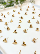 Load image into Gallery viewer, 18K Real Gold Plated Organic Heart Posts with 316 Surgical Stainless Steel Ear Pins
