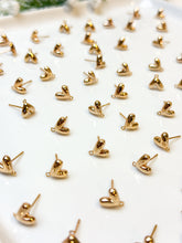 Load image into Gallery viewer, 18K Real Gold Plated Organic Heart Posts with 316 Surgical Stainless Steel Ear Pins
