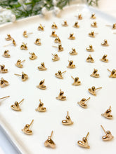 Load image into Gallery viewer, 18K Real Gold Plated Organic Heart Posts with 316 Surgical Stainless Steel Ear Pins
