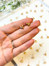 Load image into Gallery viewer, 18K Real Gold Plated Organic Heart Posts with 316 Surgical Stainless Steel Ear Pins
