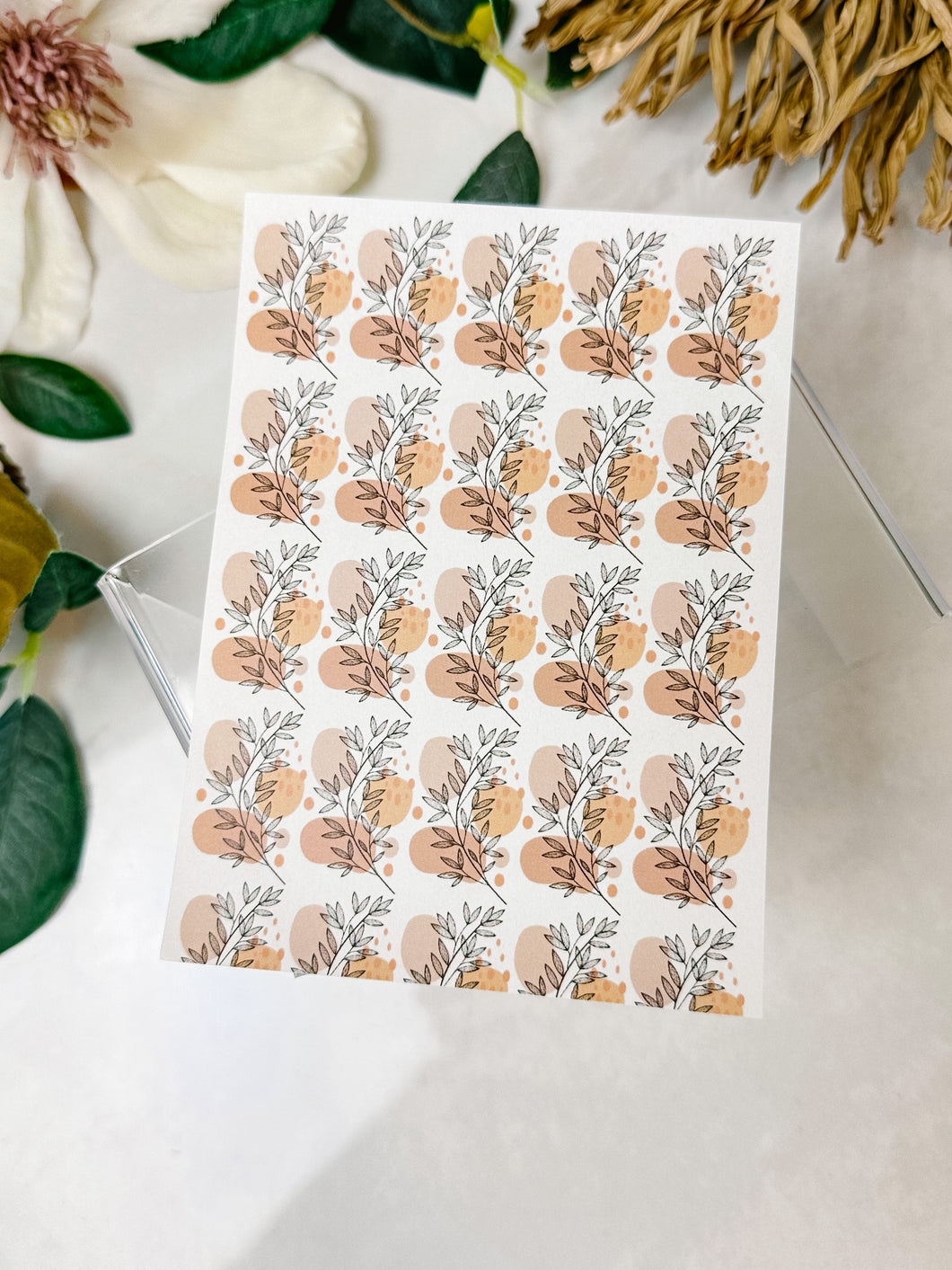 Transfer Paper 153 Boho Neutral Flowers | Floral Image Water Transfer