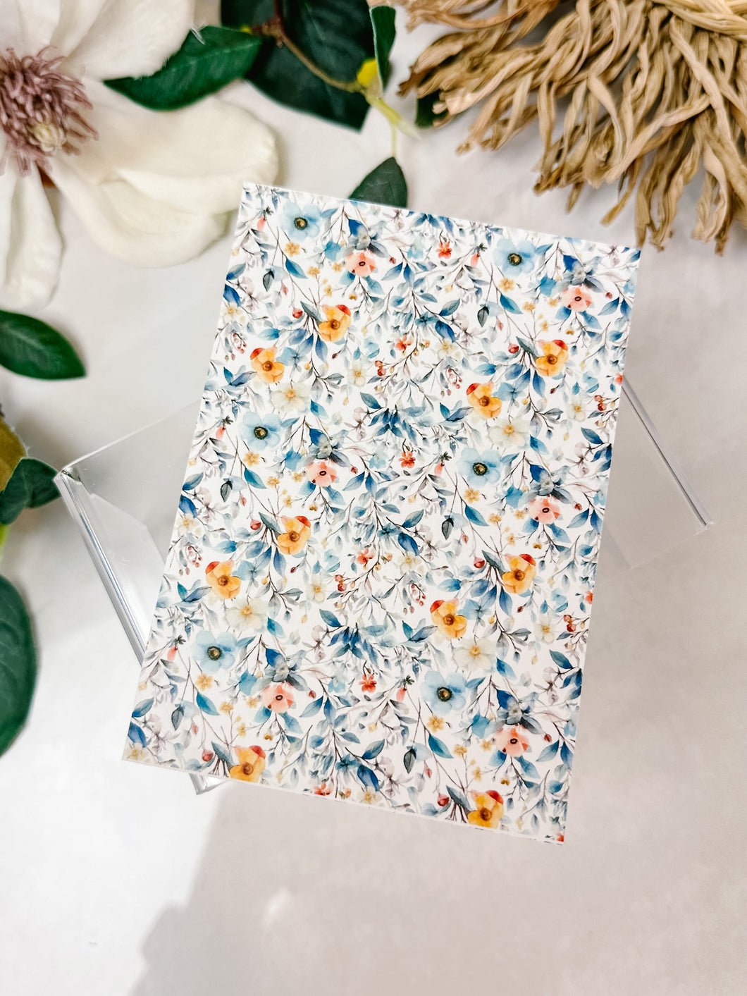 Transfer Paper 161 Blue Watercolor Florals | Floral Image Water Transfer