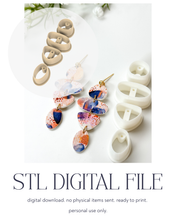 Load image into Gallery viewer, -STL Digital File- Quadruple Pebble Dangle #1 with Drill Guides Polymer Clay Cutter PCC1801
