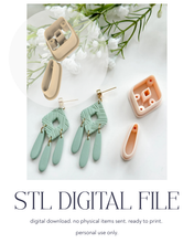 Load image into Gallery viewer, -STL Digital File- Rhombus Donut Dangle Set with Drill Guides Polymer Clay Cutters PCC1516
