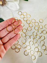 Load image into Gallery viewer, 24k Shiny Gold Plated Hexagon Brass Charms
