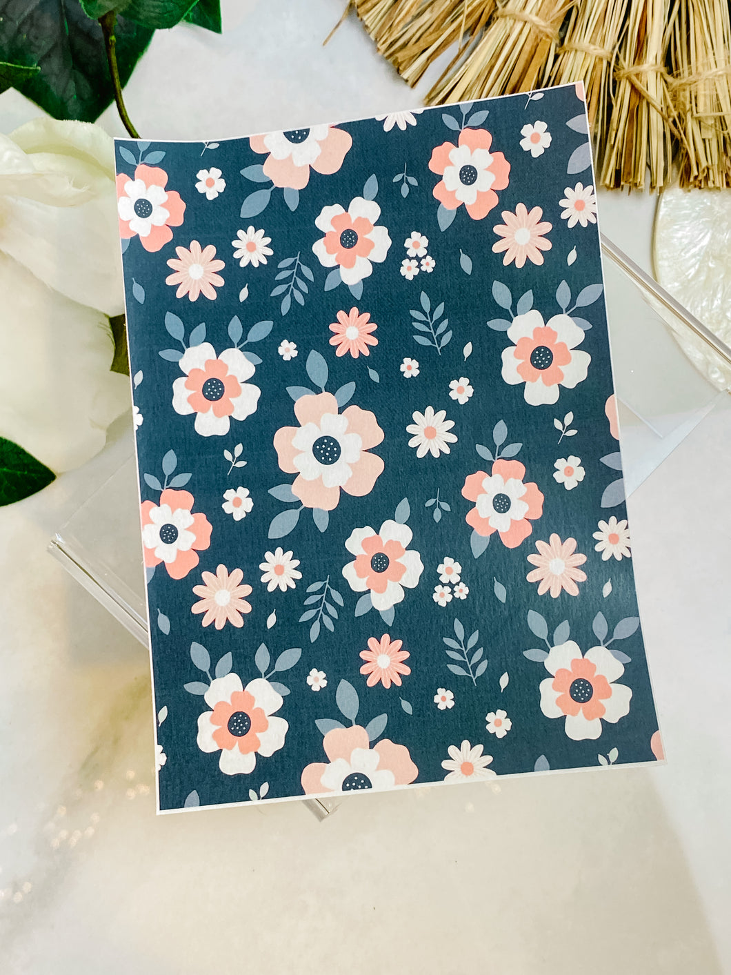 Transfer Paper 007 Pink & Navy Florals | Image Water Transfer