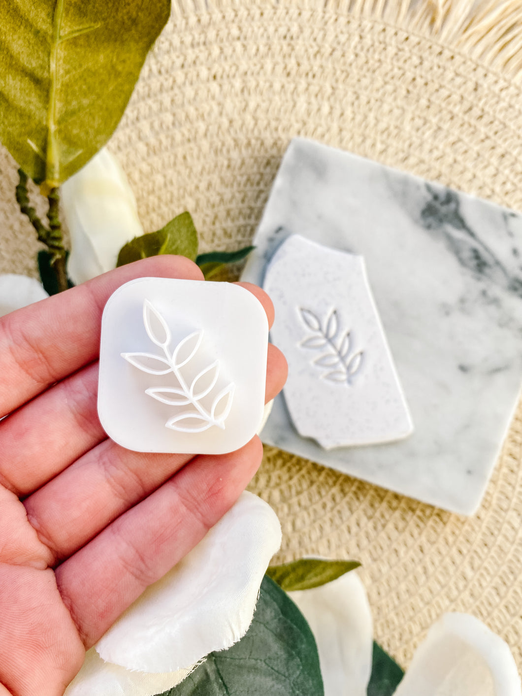 Boho Polymer Clay Plant Small Leaves Branch Embossing Stamp