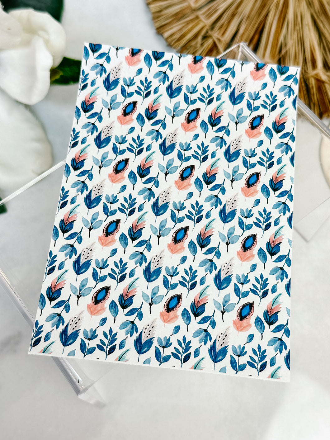Transfer Paper 080 Blue and Orange Leaves | Floral Image Water Transfer