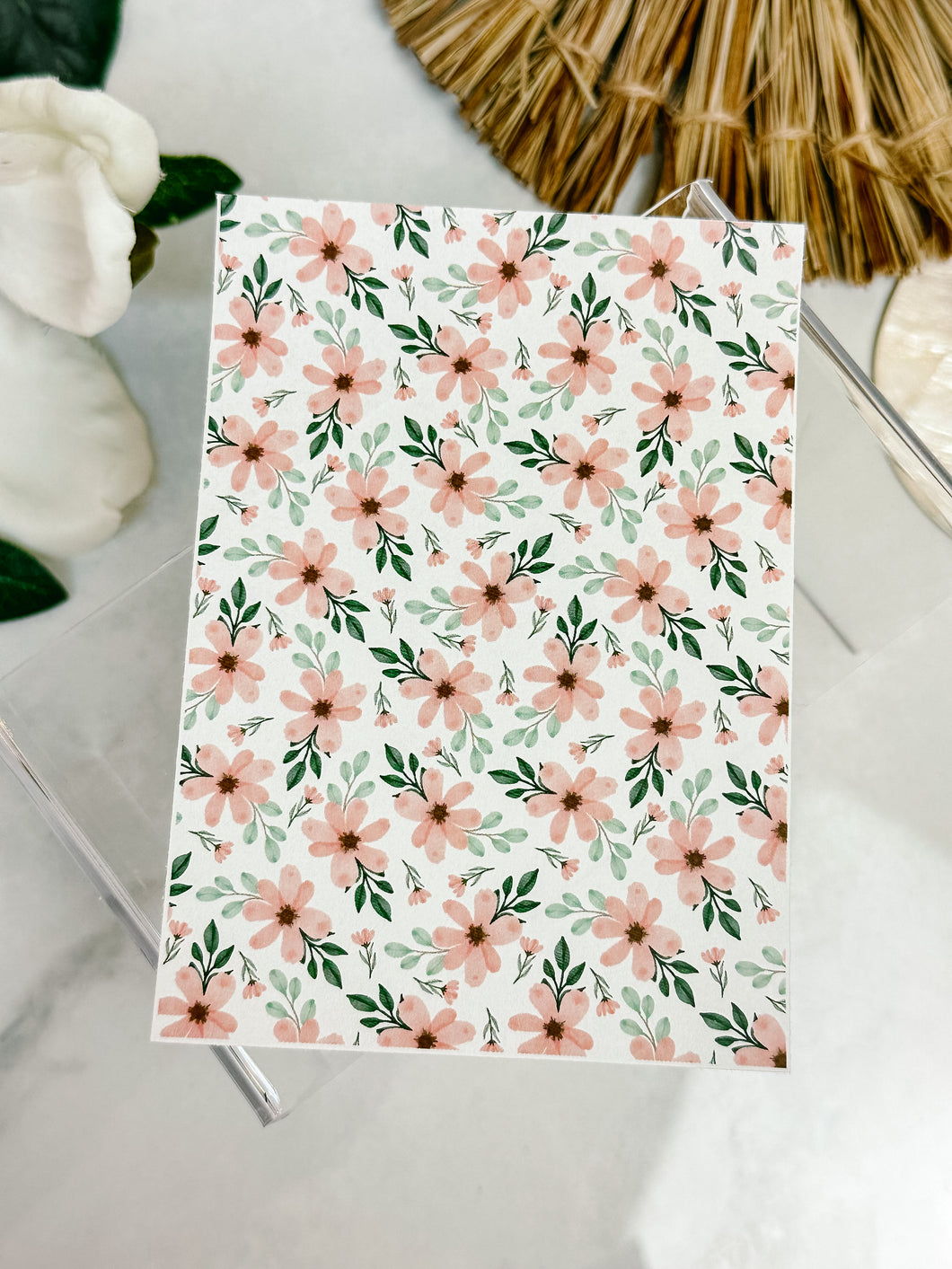 Transfer Paper 097 Flowers in Salmon | Floral Image Water Transfer