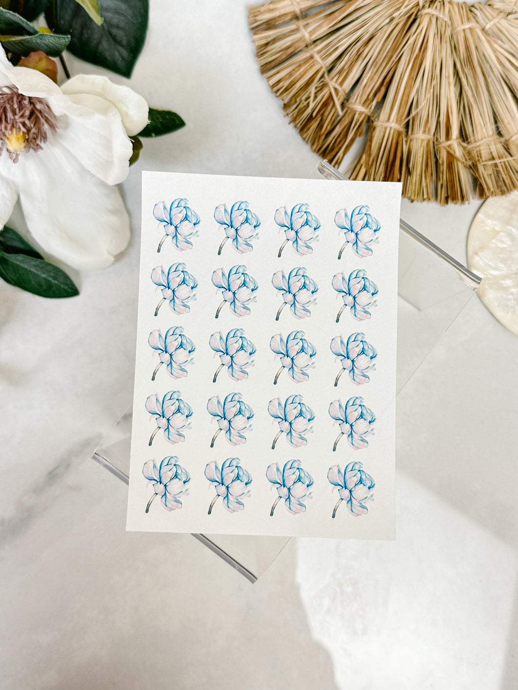 Transfer Paper 046 Single Blue Flowers | Floral Image Water Transfer