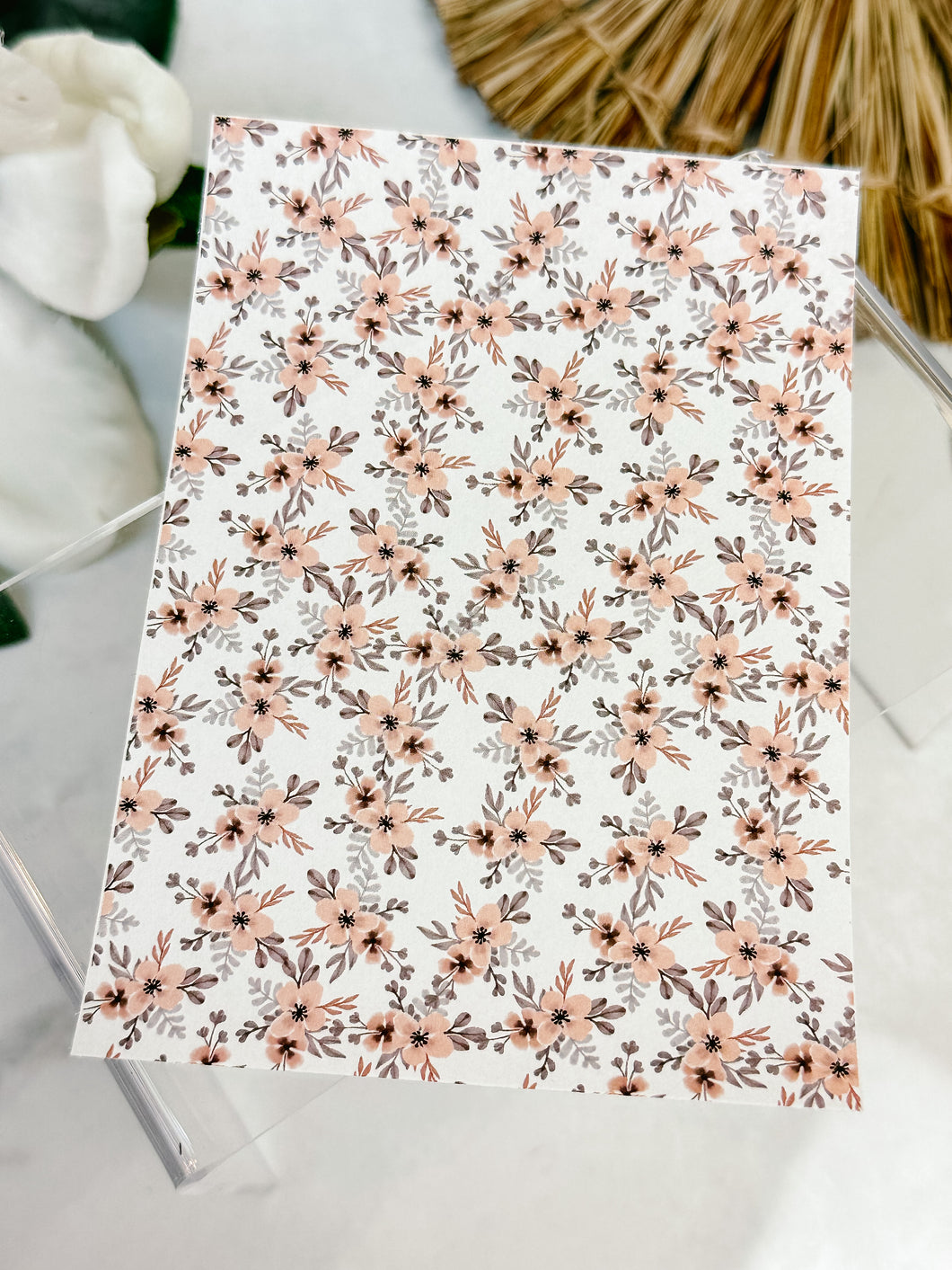 Transfer Paper 084 Light Brown Flowers | Floral Image Water Transfer