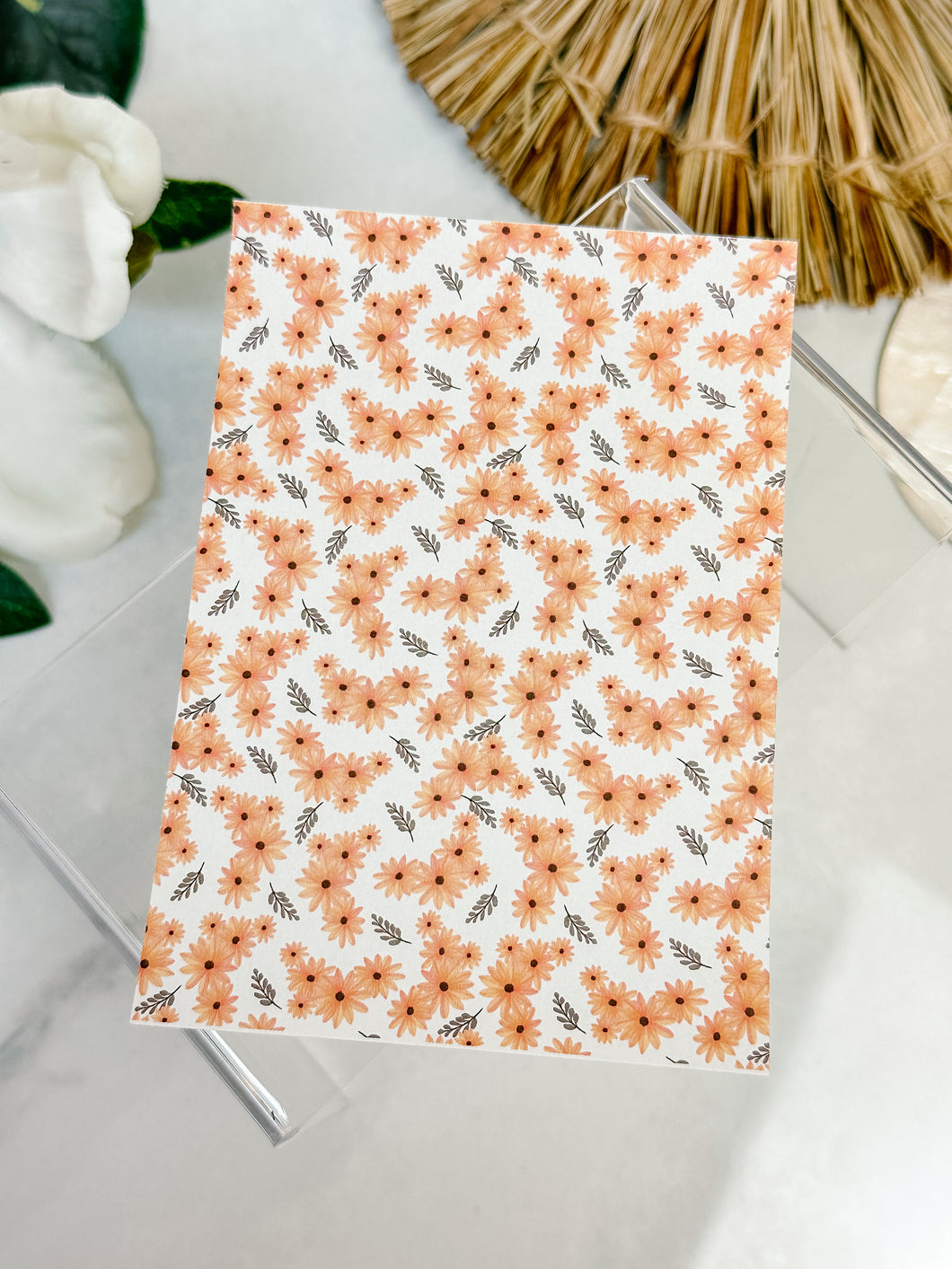 Transfer Paper 078 Orange Tiny Flowers | Floral Image Water Transfer