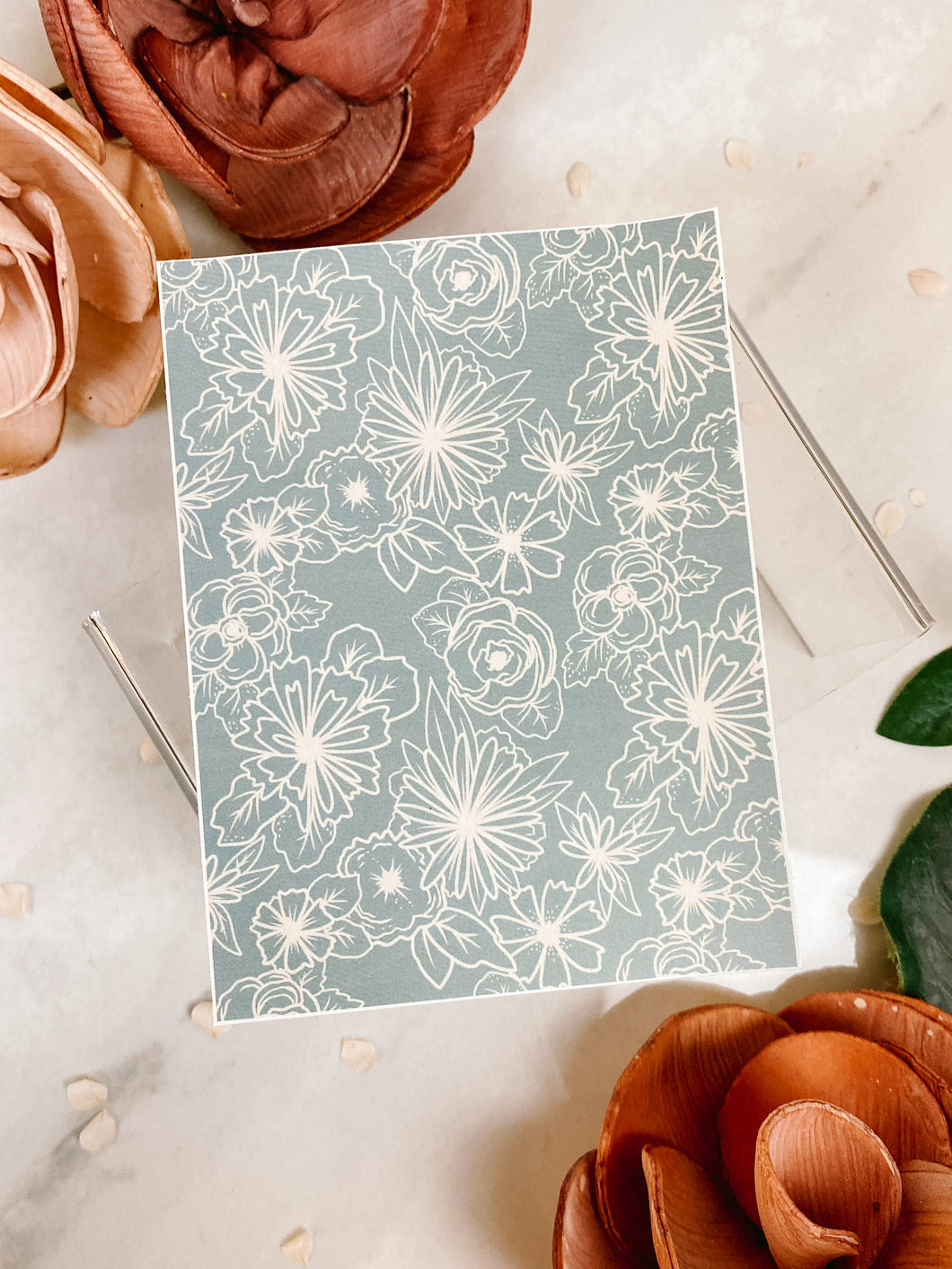 Transfer Paper 040 Green Florals | Floral Image Water Transfer