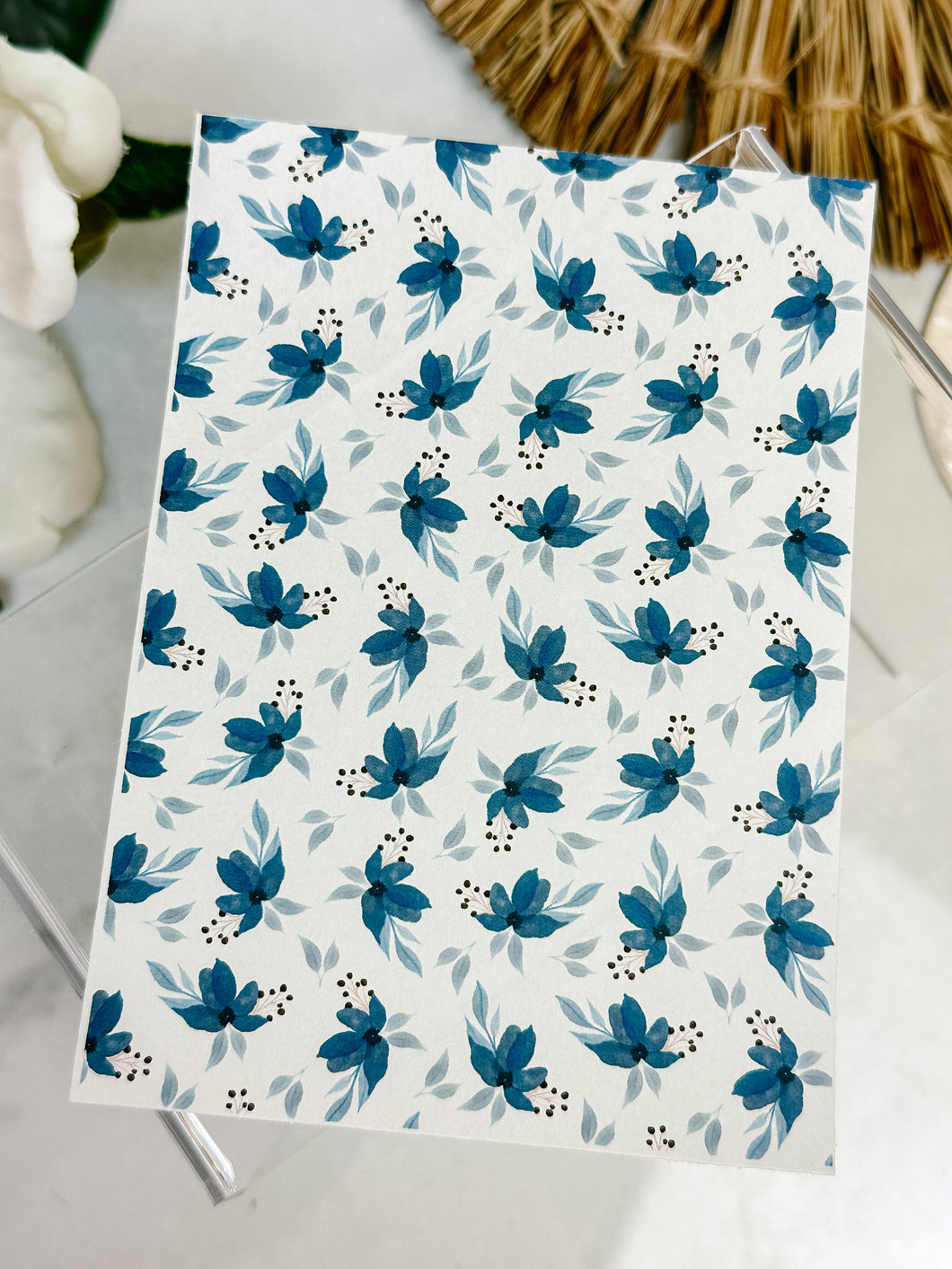Transfer Paper 105 Navy Flowers | Floral Image Water Transfer